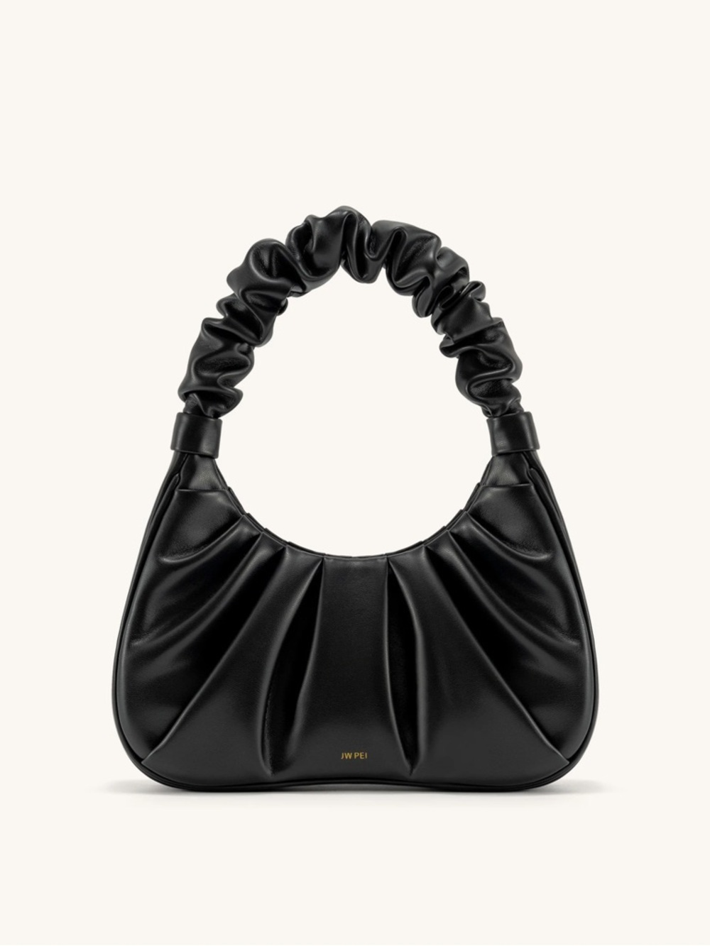 JW PEI Black Ruched Handle Bag
